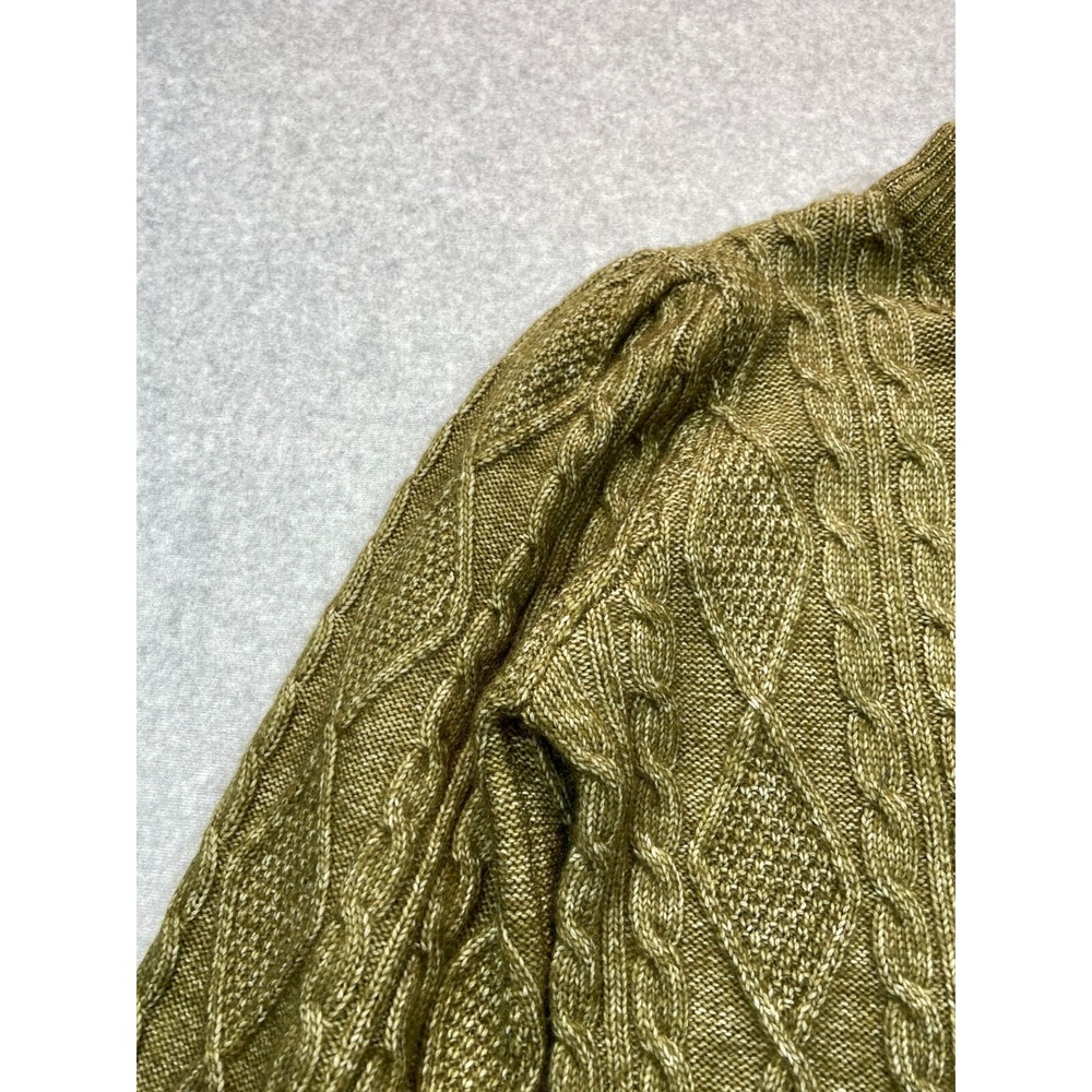 Ophelia Roe Sweater Dress Womens Large Olive Green Cable Knit Long Sleeve Mock N - Picture 7 of 12